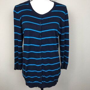 Ann Taylor Button Up Striped Cardigan Sweater